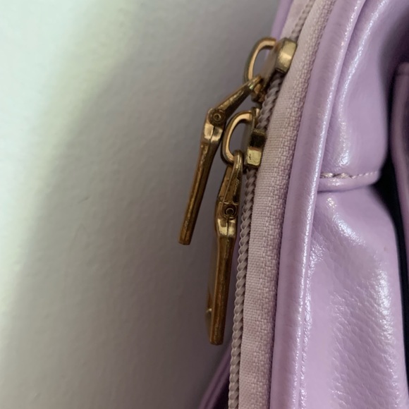 Purple Faux Leather Backpack with Modern Clasp - Picture 3 of 10